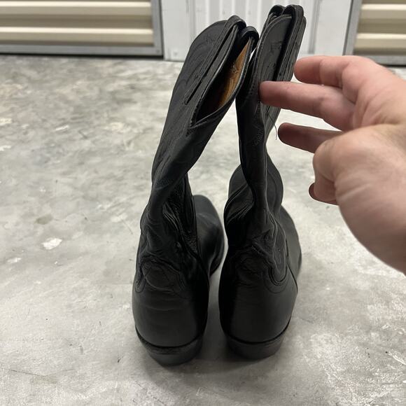 Lucchese 2000 Series Cowboy Boots Men’s 10.5 D Black Leather Western - Picture 3 of 10